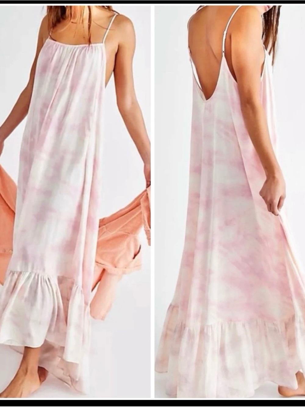 🌸Free People Intimately Full On Maxi Slip Dress Pink Purple Tie Dye A-Line US L - Picture 5 of 16